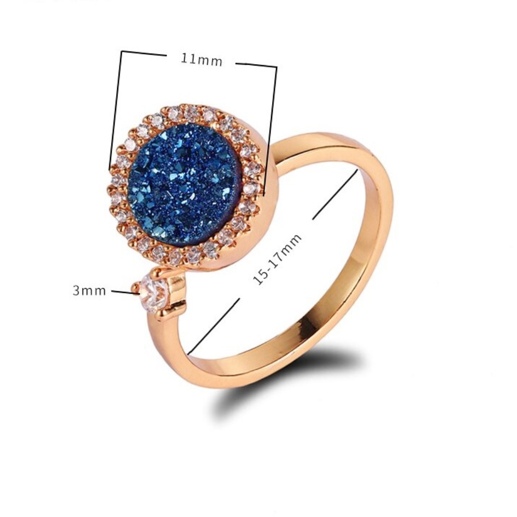 Spinning Blue Drusy Womens Meditation Rings Gifts